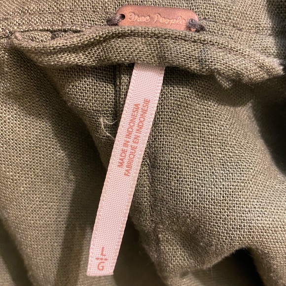 Free People Linen Blend Military Style Blazer Olive Green - Picture 9 of 10